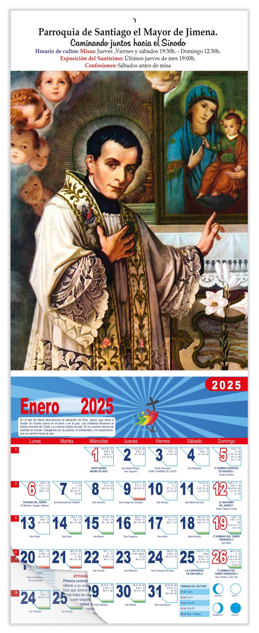Calendario vertical de pared "Juan María Vianney"