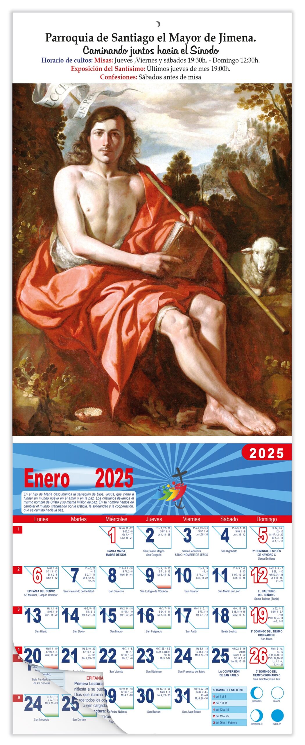 Calendario vertical de pared "San Juan Bautista" (Antonio del Castillo)