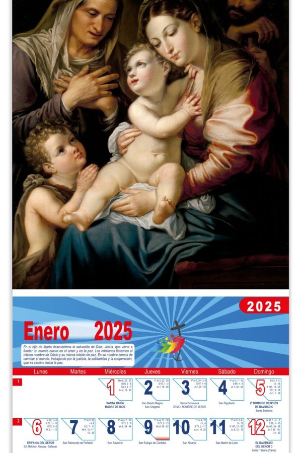 Calendario vertical de pared "Sagrada Familia" (José de Madrazo y Agudo)