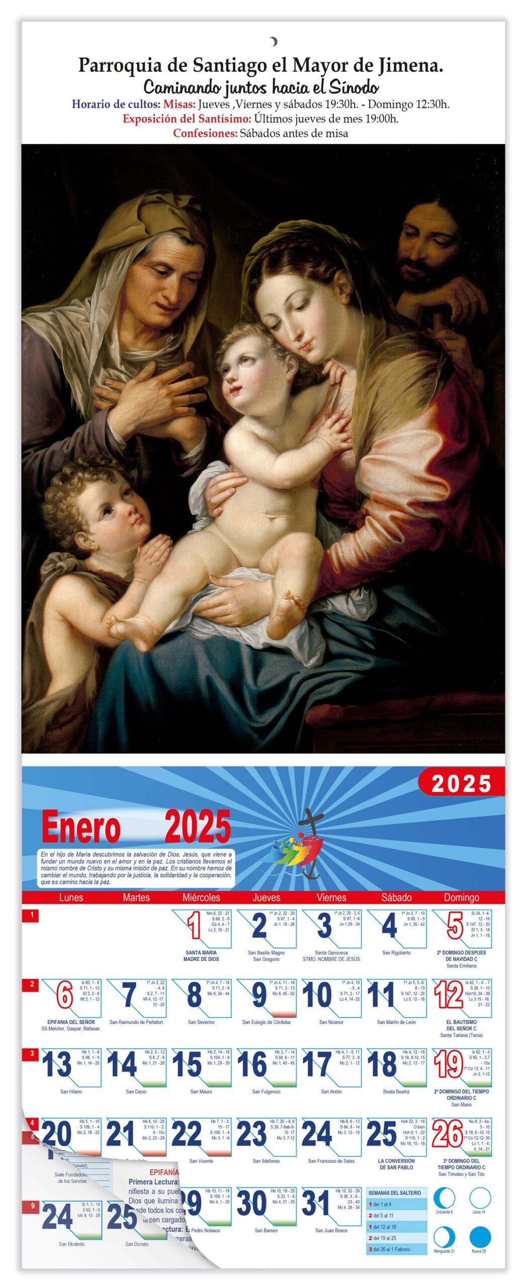 Calendario vertical de pared "Sagrada Familia" (José de Madrazo y Agudo)