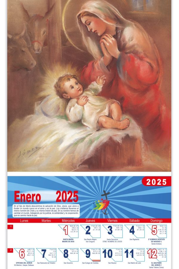 Calendario vertical de pared "Virgen con el Niño"