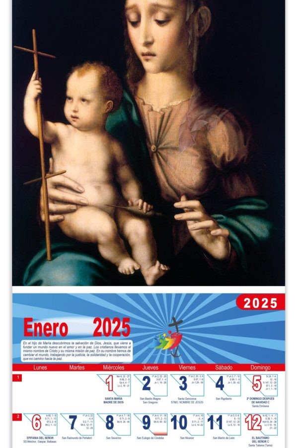 Calendario vertical de pared "Virgen con Niño" (Luis de Morales)