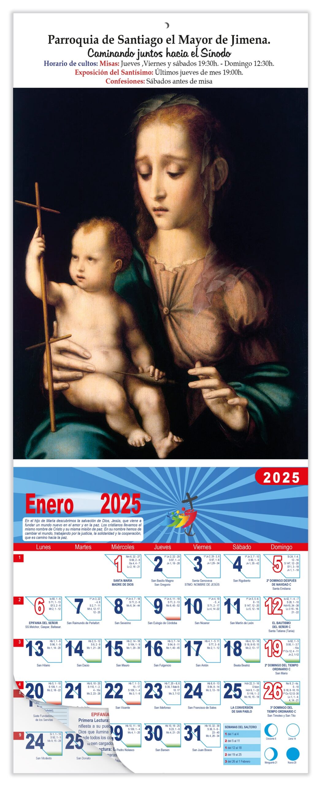 Calendario vertical de pared "Virgen con Niño" (Luis de Morales)