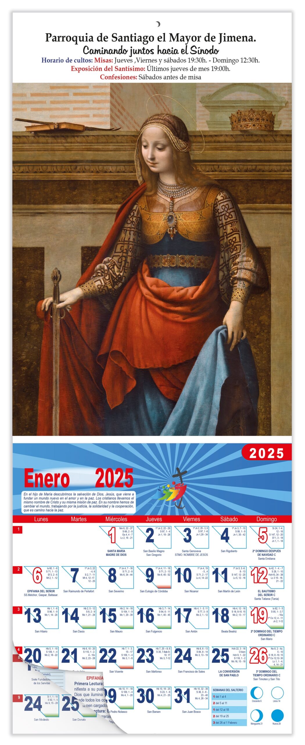 Calendario vertical de pared "Santa Catalina" (Fernando Yañez)