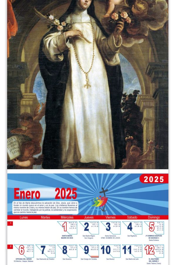 Calendario vertical de pared "Santa Rosa de Lima" (Claudio Coello)