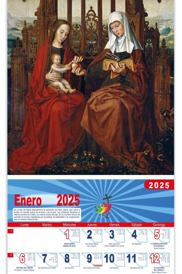 Calendario vertical de pared "Sta. Ana, el Niño Jesús y la Virgen" (Ambrosius Benson)