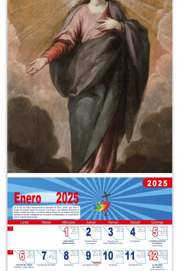 Calendario vertical de pared "Inmaculada Concepción" (Antonio del Castillo)