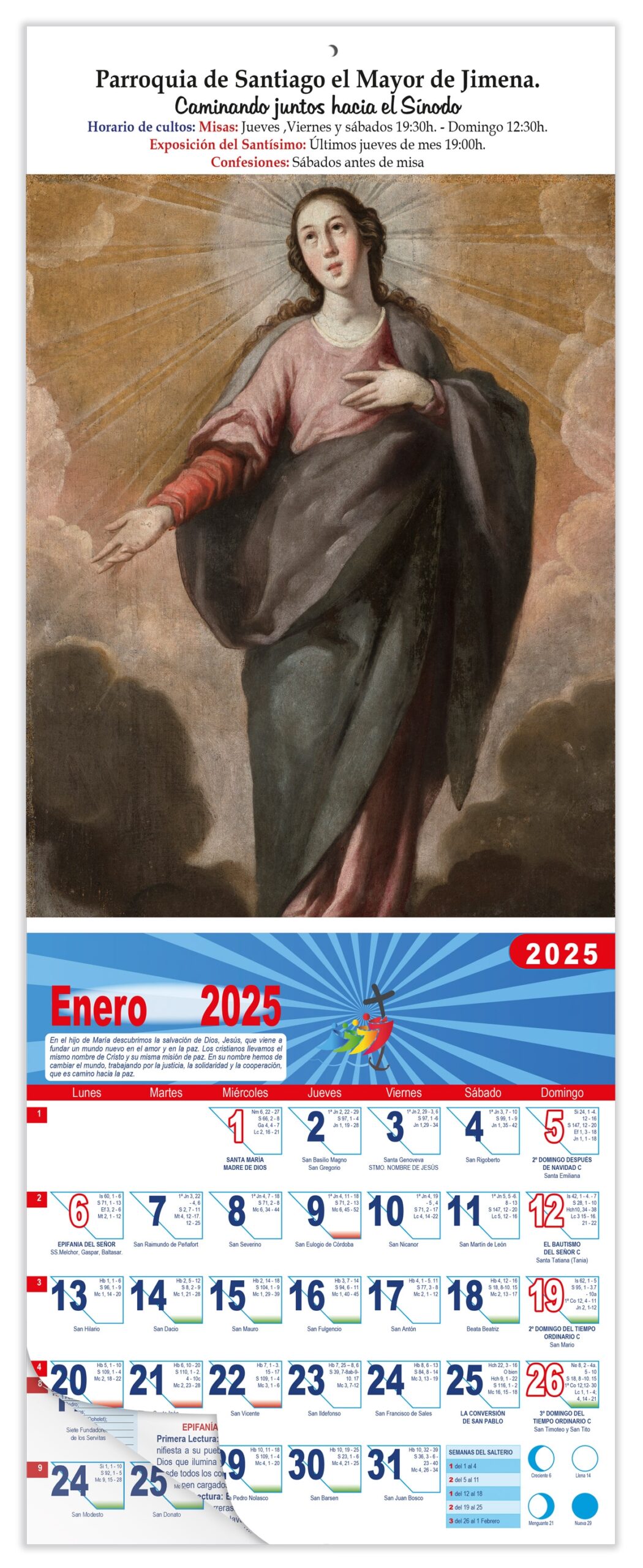 Calendario vertical de pared "Inmaculada Concepción" (Antonio del Castillo)