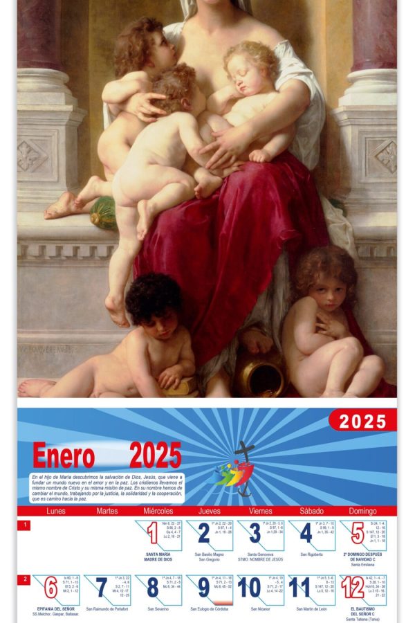 Calendario vertical de pared "Madonna" (Bouguereau)
