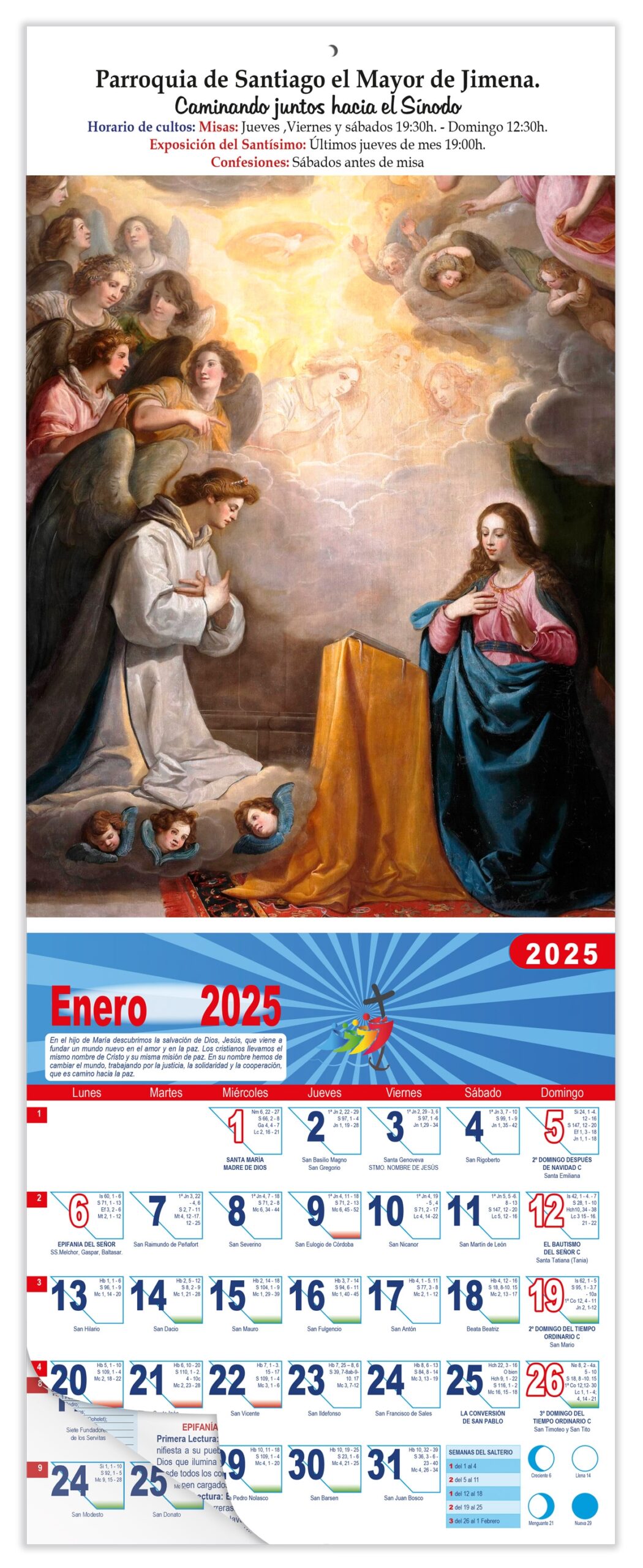 Calendario vertical de pared "La Sagrada Familia" (Vicente Carducho)