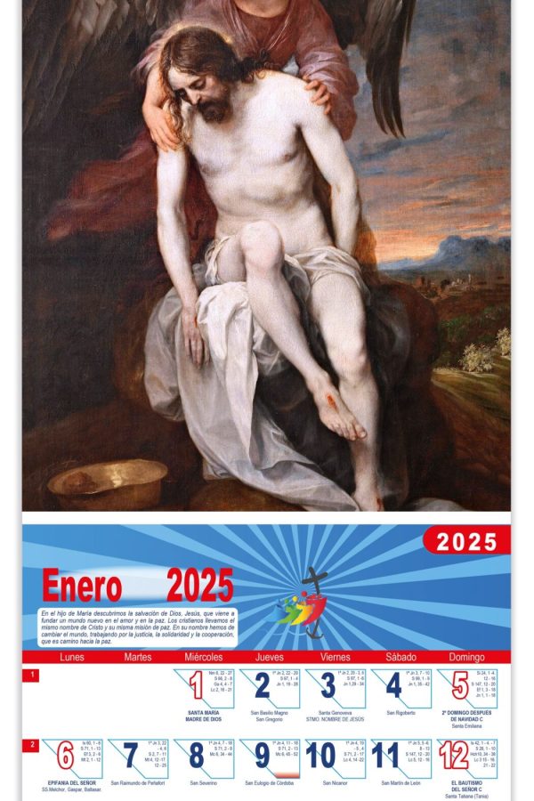 Calendario vertical de pared "Cristo abrazado por un ángel" (Alonso Cano)