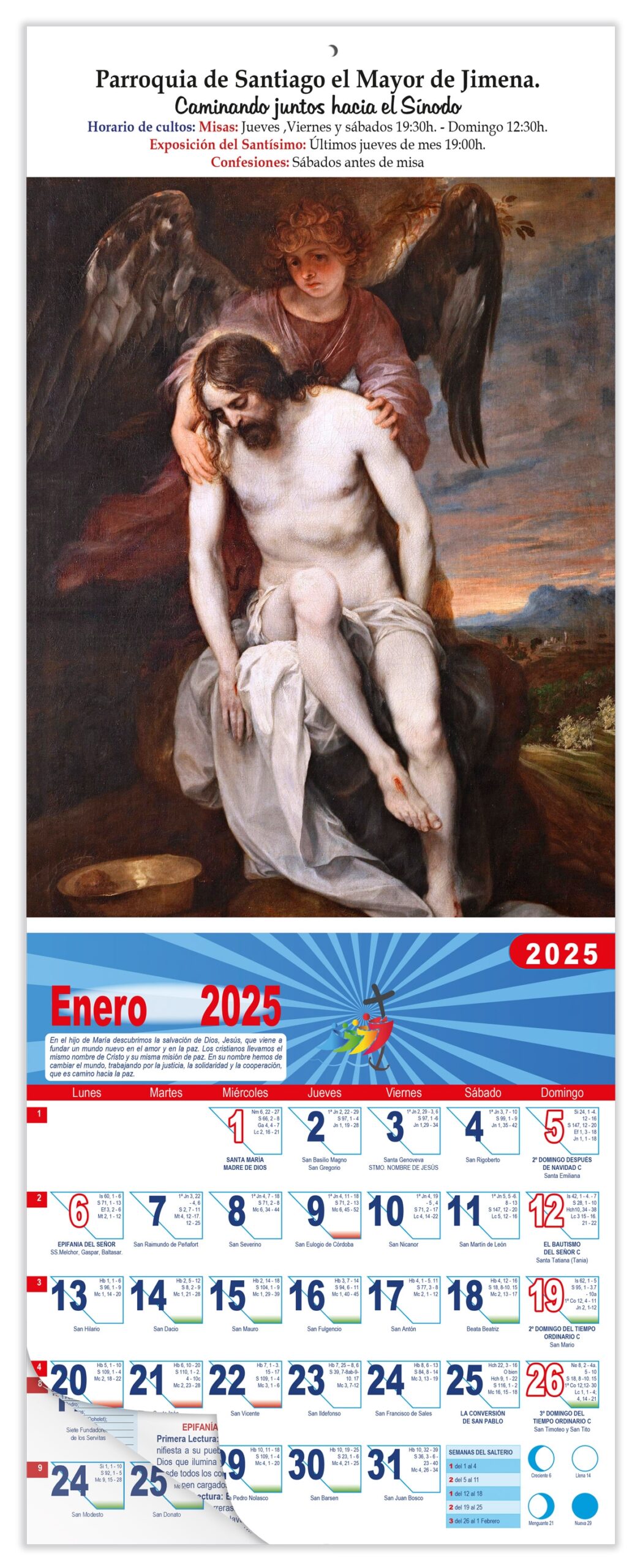 Calendario vertical de pared "Cristo abrazado por un ángel" (Alonso Cano)