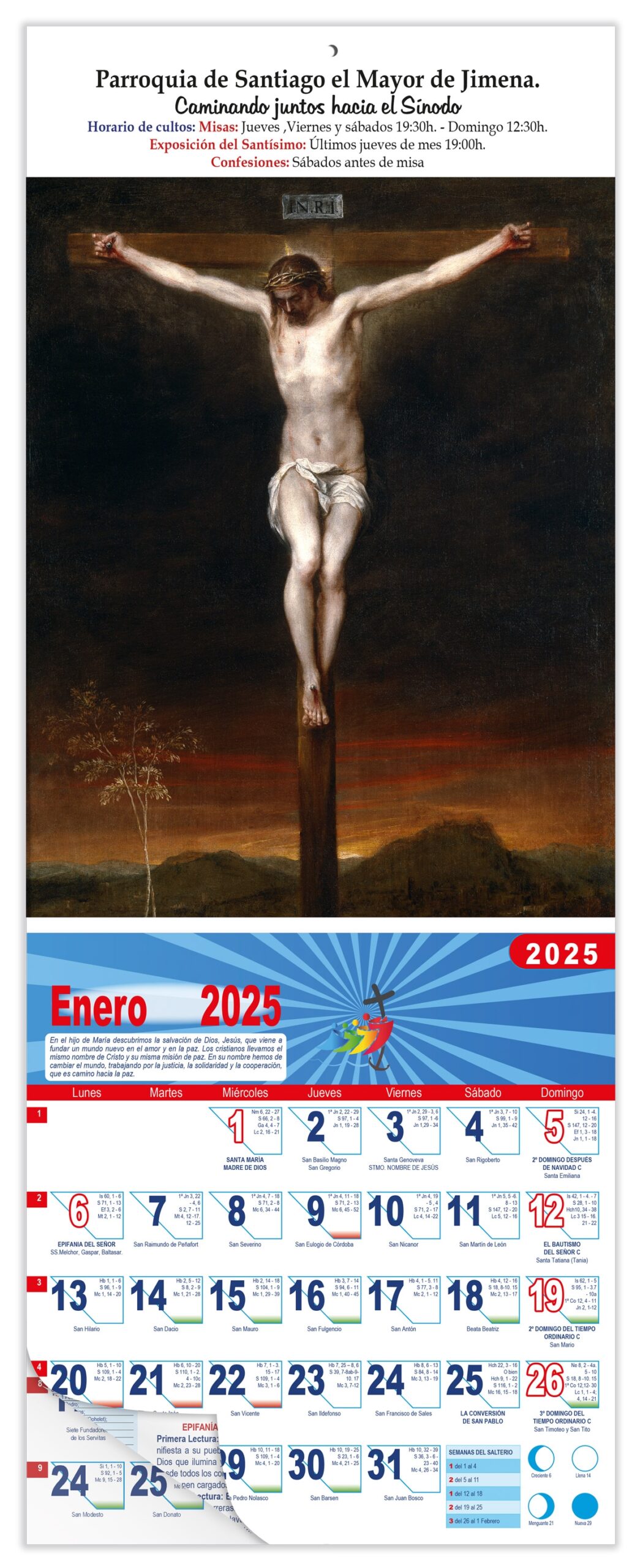 Calendario vertical de pared "La Crucifixión" (Alonso Cano)