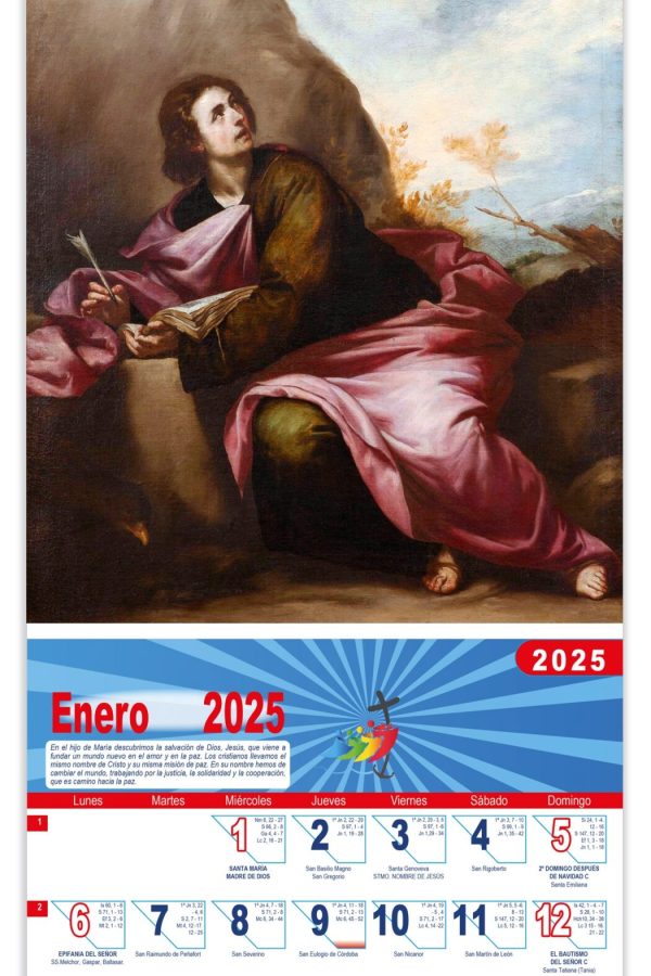 Calendario vertical de pared "San Juan Evangelista en Patmos" (Alonso Cano)