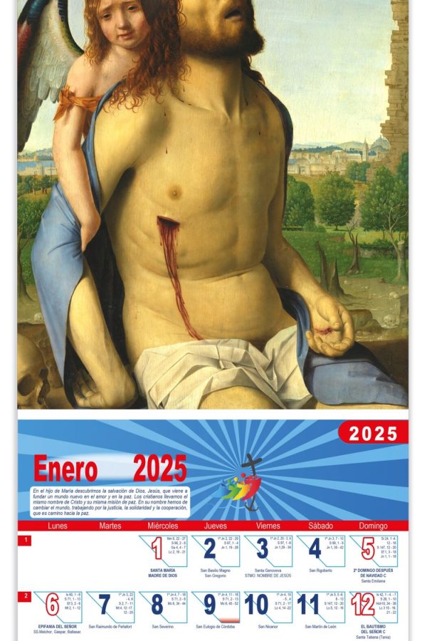 Calendario vertical de pared "Cristo sostenido por un ángel" (Antonello da Messina)