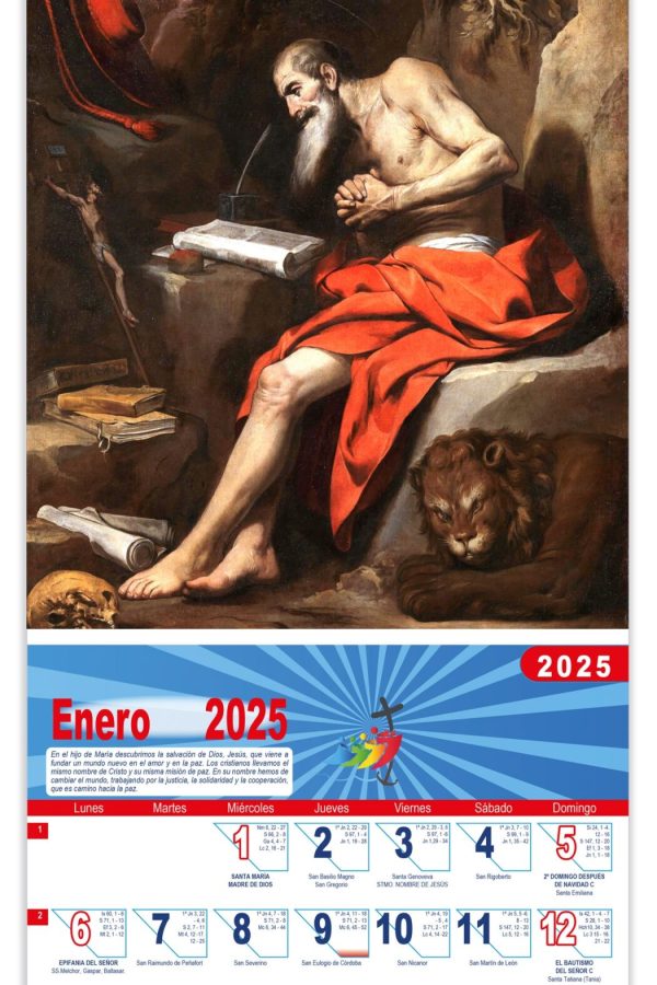 Calendario vertical de pared "San Jerónimo" (Antonio del Castillo)