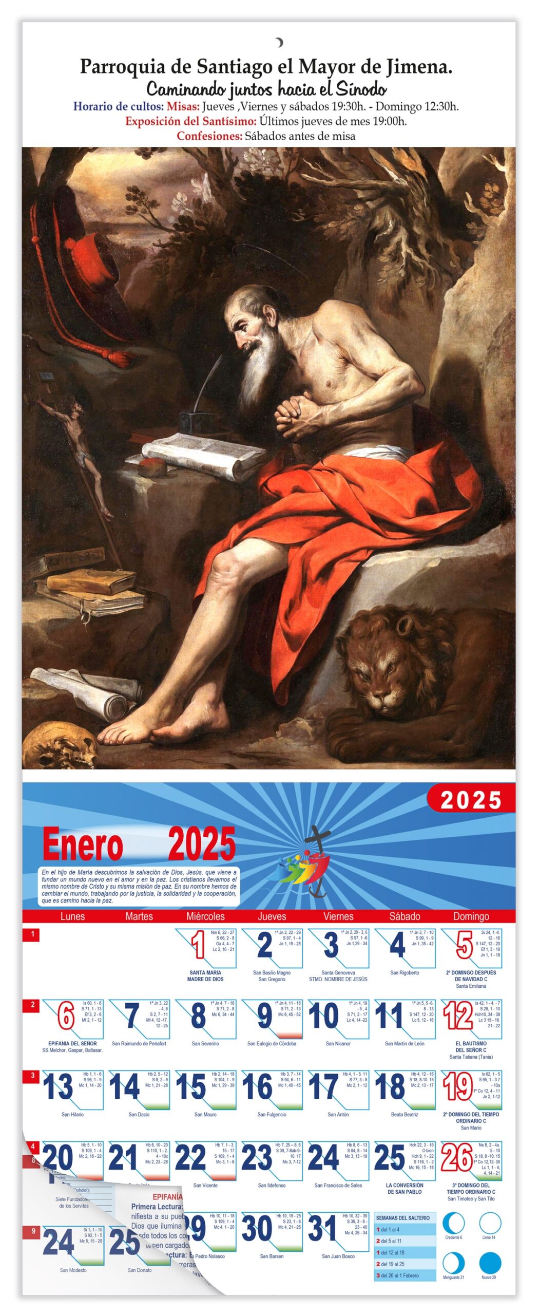 Calendario vertical de pared "San Jerónimo" (Antonio del Castillo)