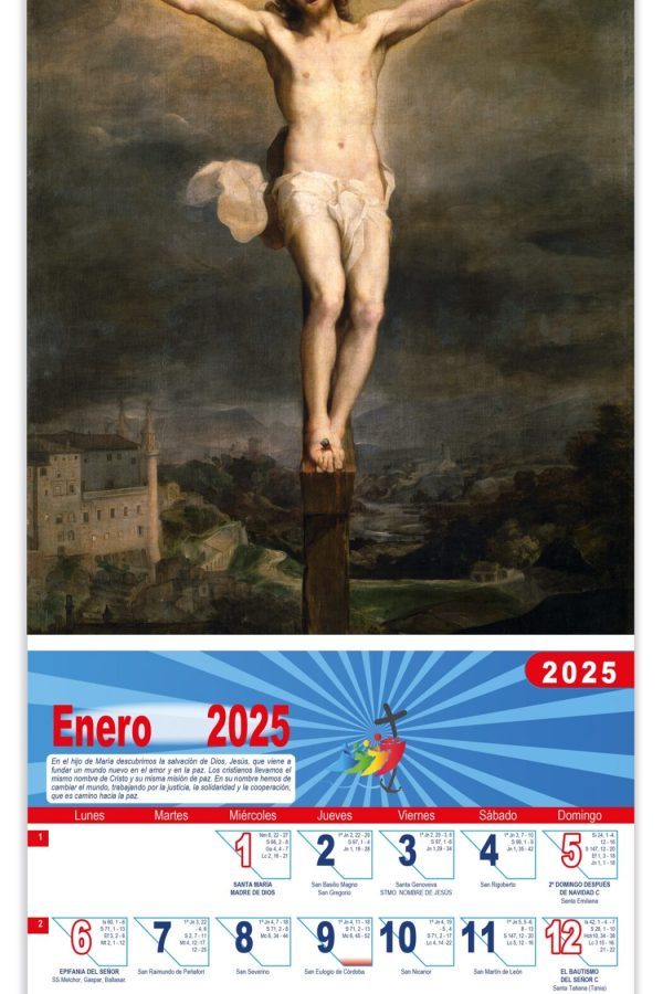 Calendario vertical de pared "Cristo en la Cruz" (Federico Barocci)
