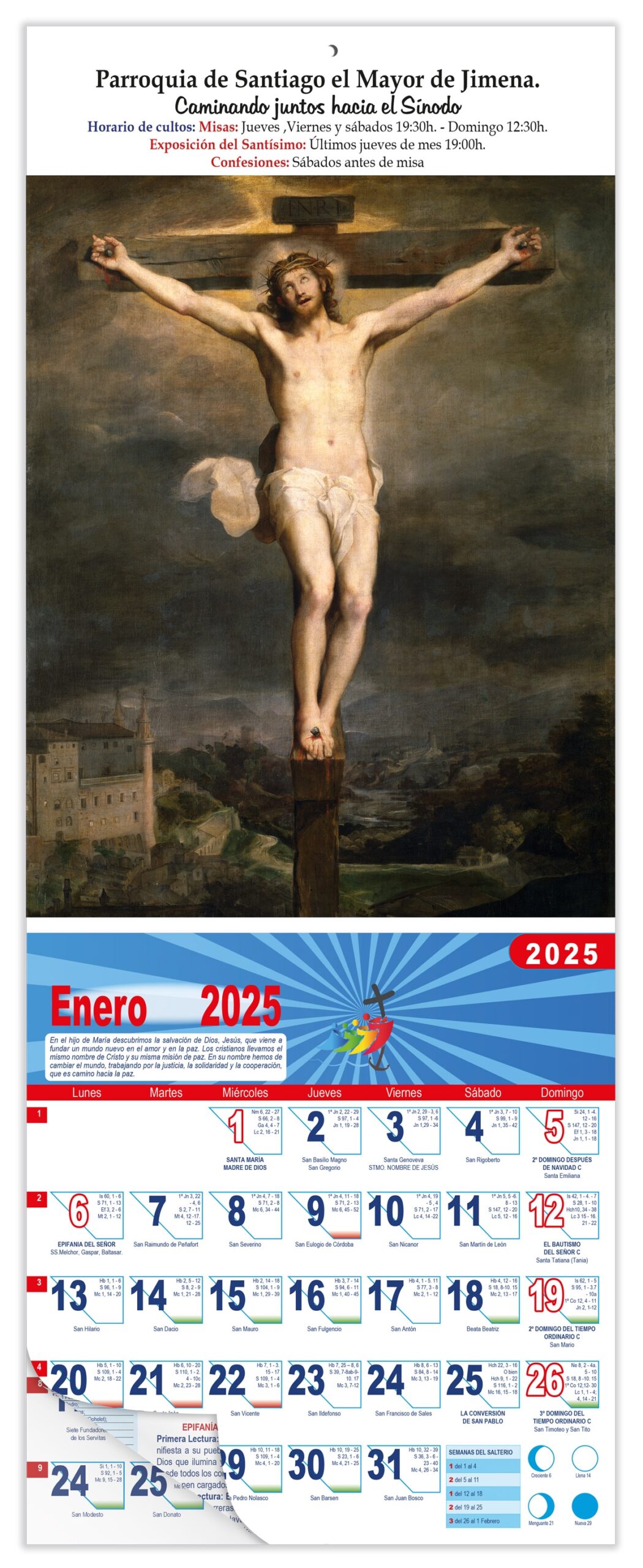 Calendario vertical de pared "Cristo en la Cruz" (Federico Barocci)