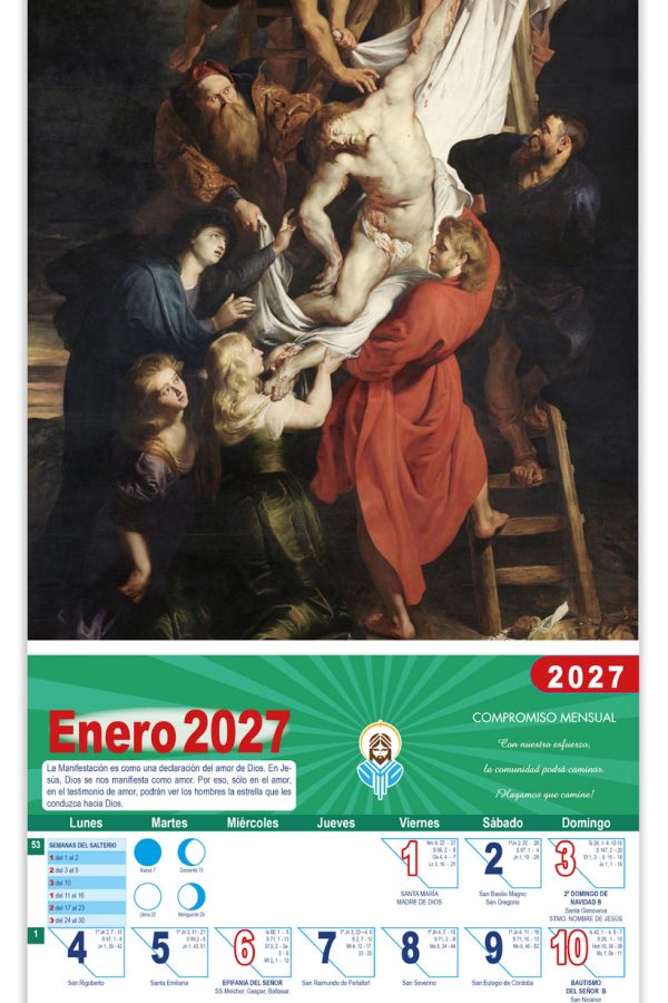 Calendario vertical de pared "Descenso de la Cruz" (Rubens) DM22170