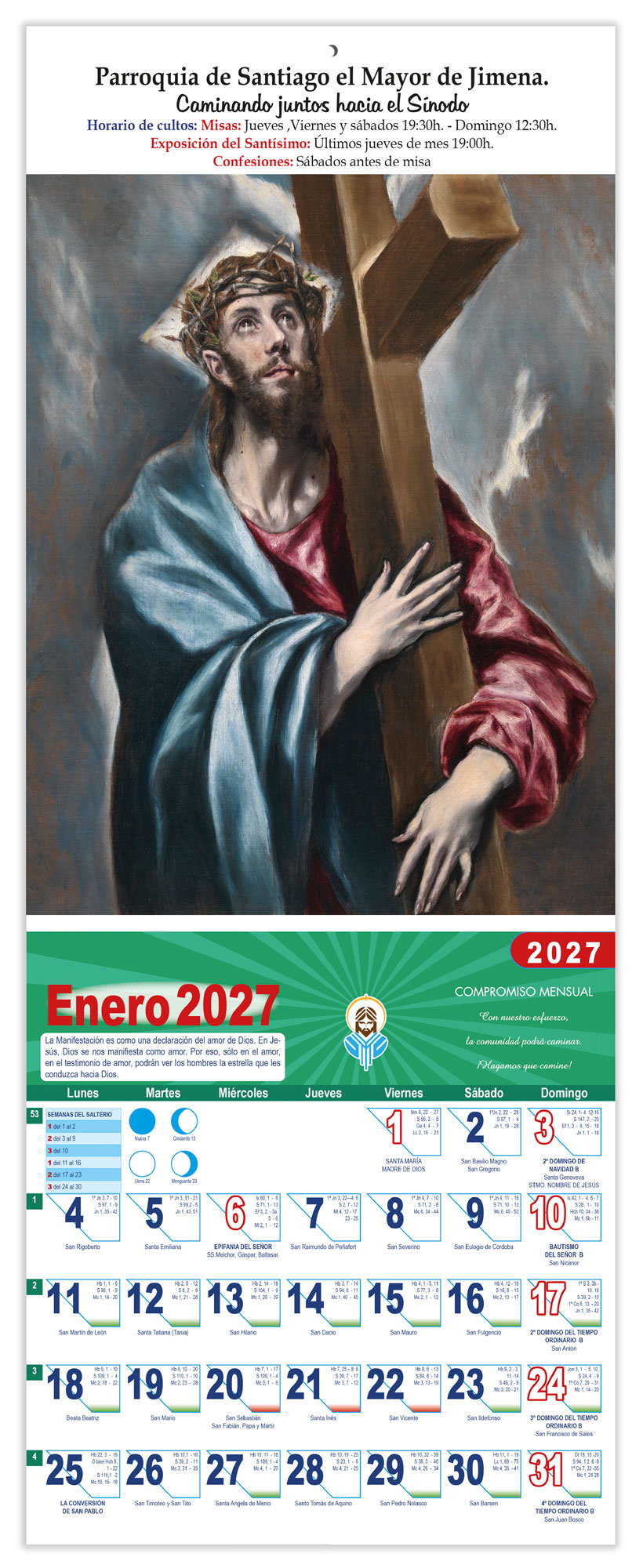 Calendario vertical de pared "Cristo Abrazado a la Cruz" (El Greco) DM22676