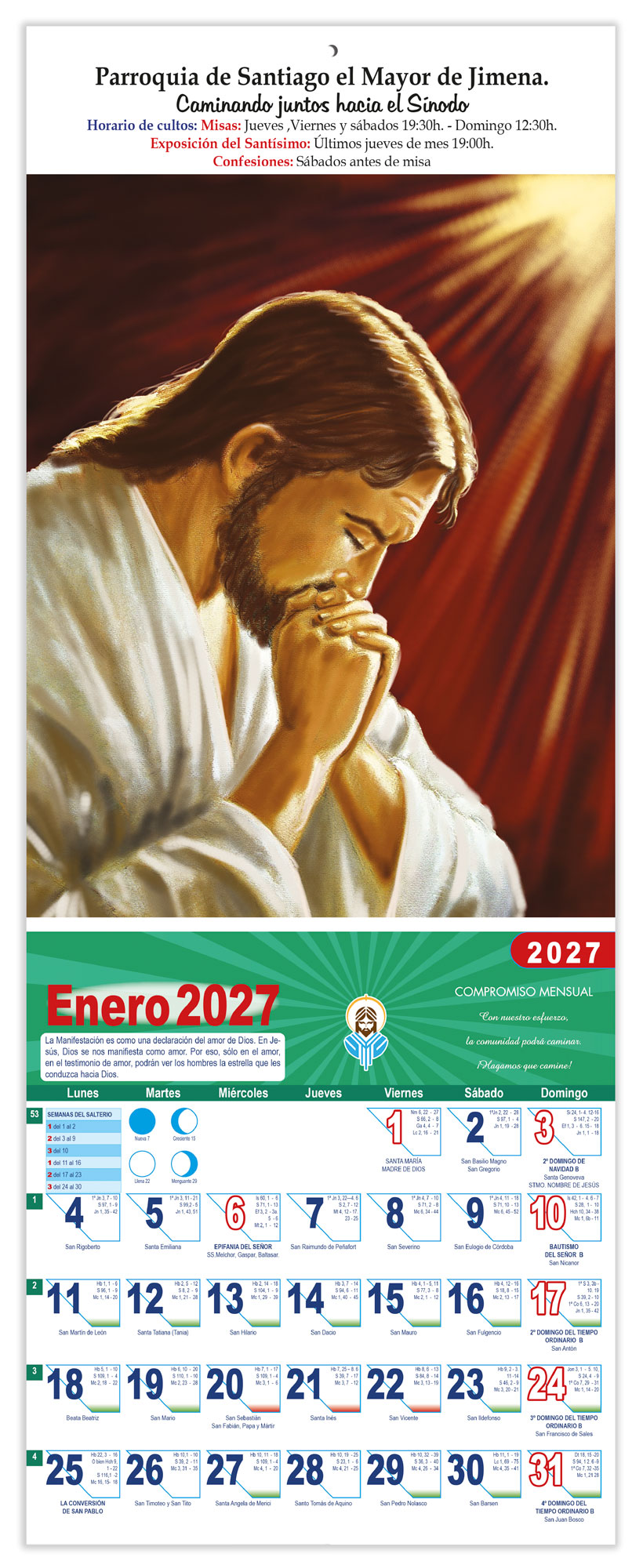 Calendario vertical de pared "En Ti Confio" DM22904