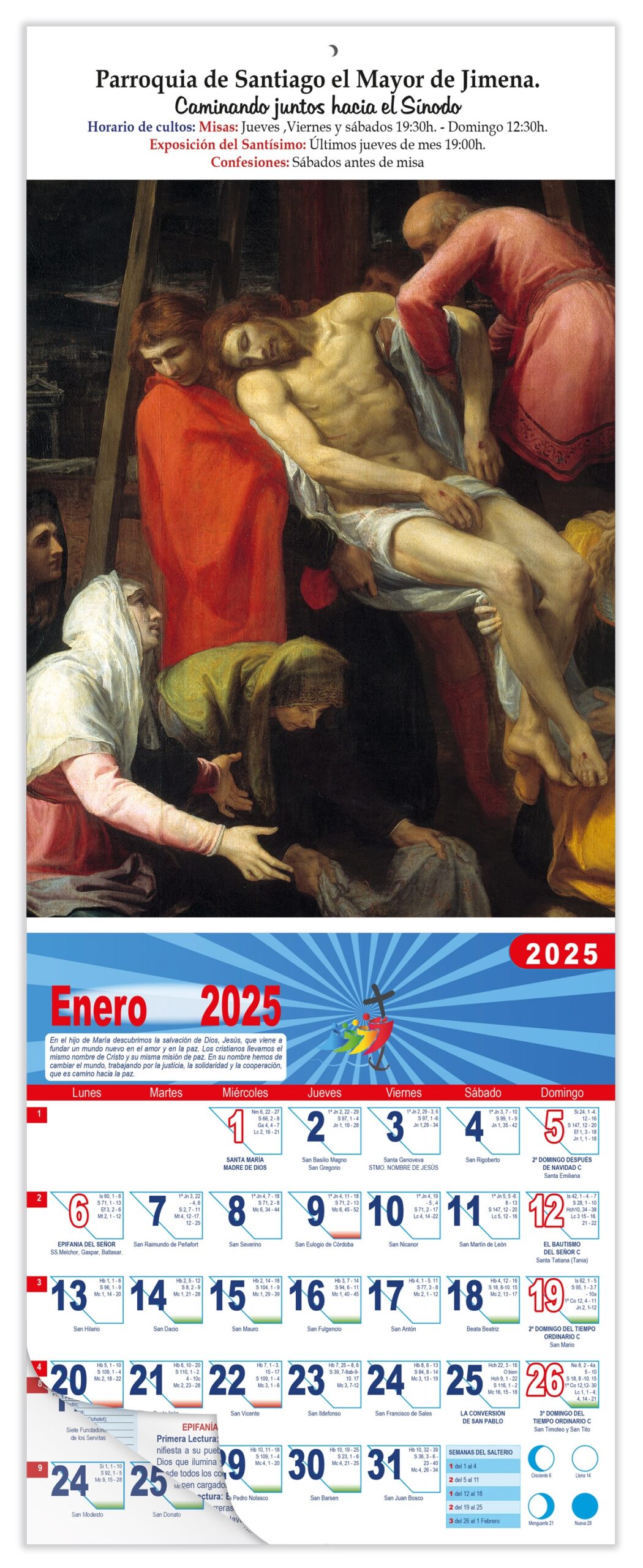 Calendario vertical de pared "El Descendimiento" (Bartolomé Carducho)