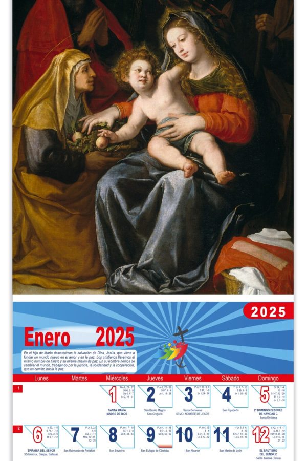 Calendario vertical de pared "La Sagrada Familia" (Vicente Carducho)