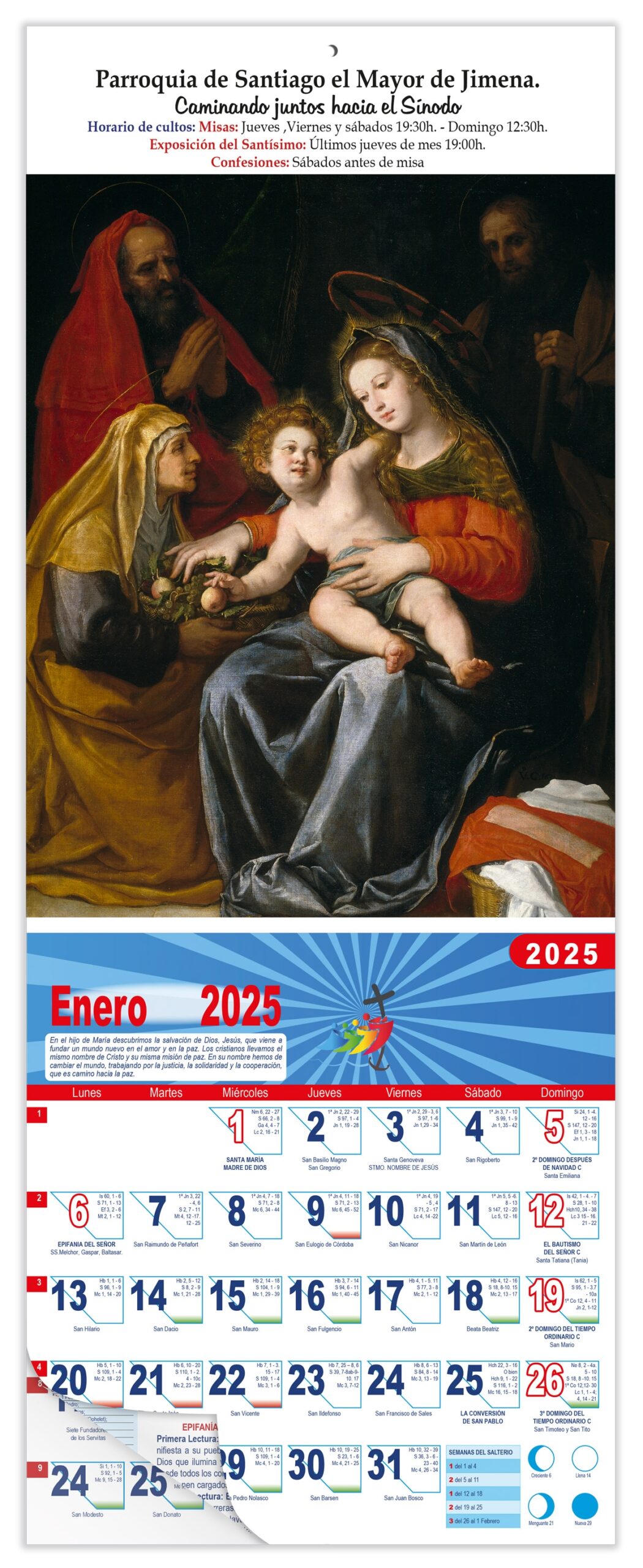 Calendario vertical de pared "La Sagrada Familia" (Vicente Carducho)