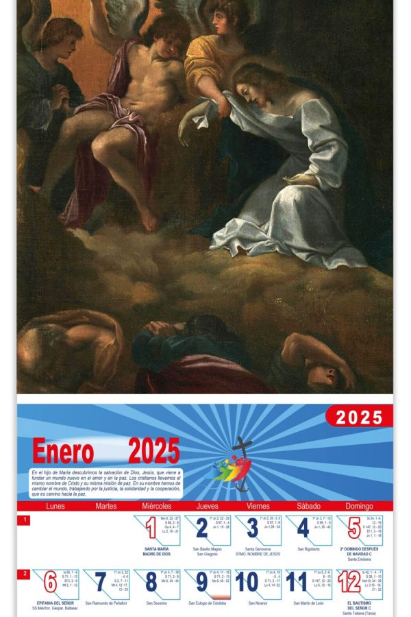 Calendario vertical de pared "La Oración del Huerto" (Ludovico Carraccio)