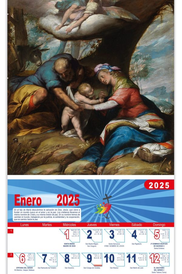 Calendario vertical de pared "Descanso en la huida a Egipto" (Cerano)