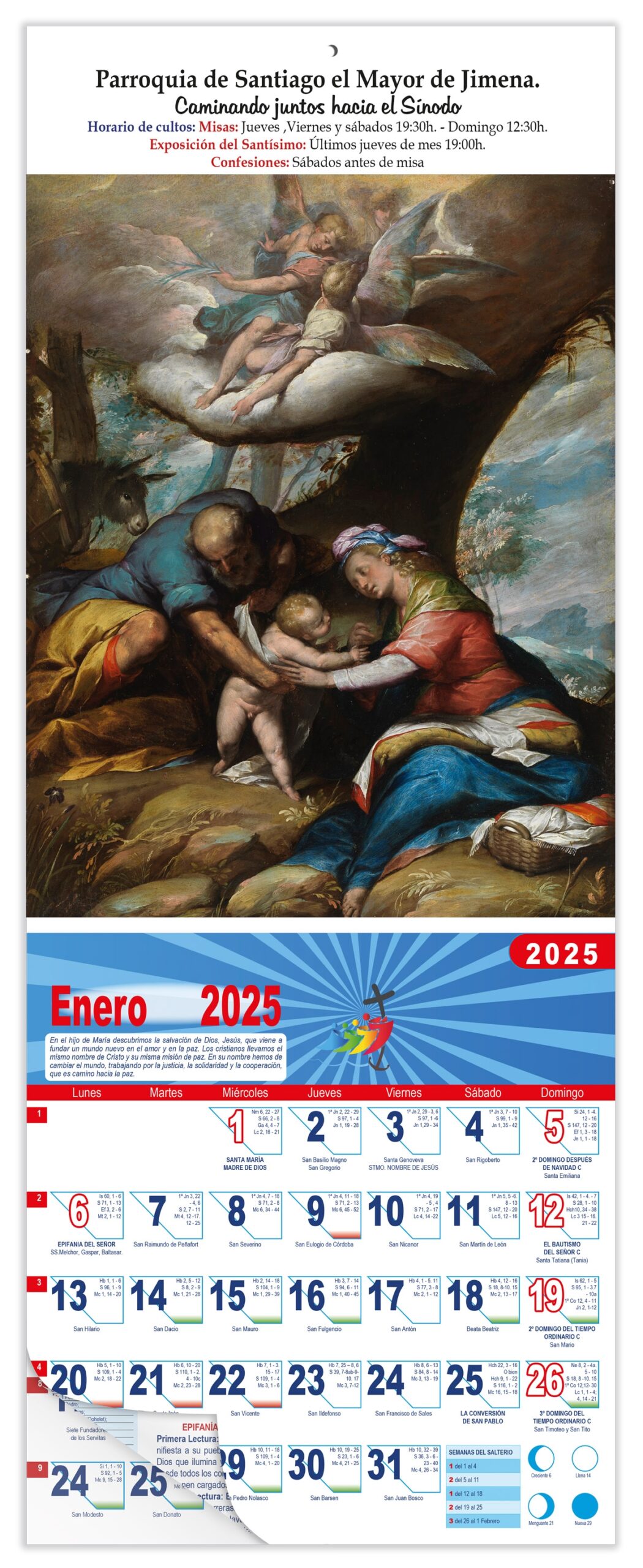 Calendario vertical de pared "Descanso en la huida a Egipto" (Cerano)