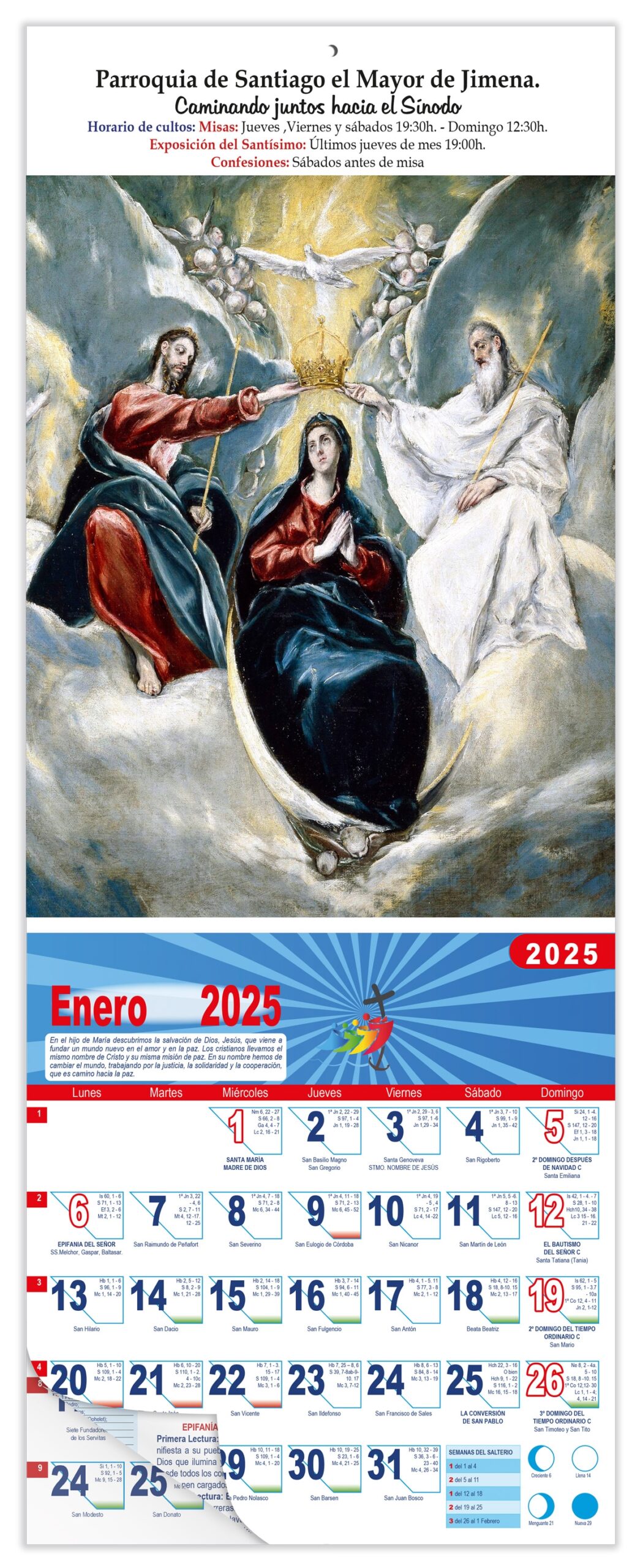 Calendario vertical de pared "La coronación de la Virgen" (El Greco)