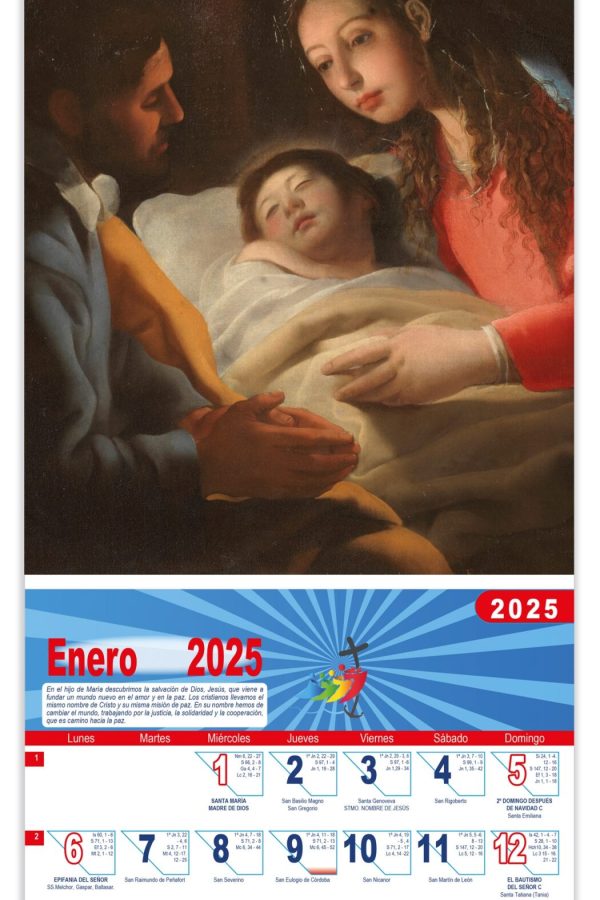 Calendario vertical de pared "La Natividad" (Eugenio Cajés)