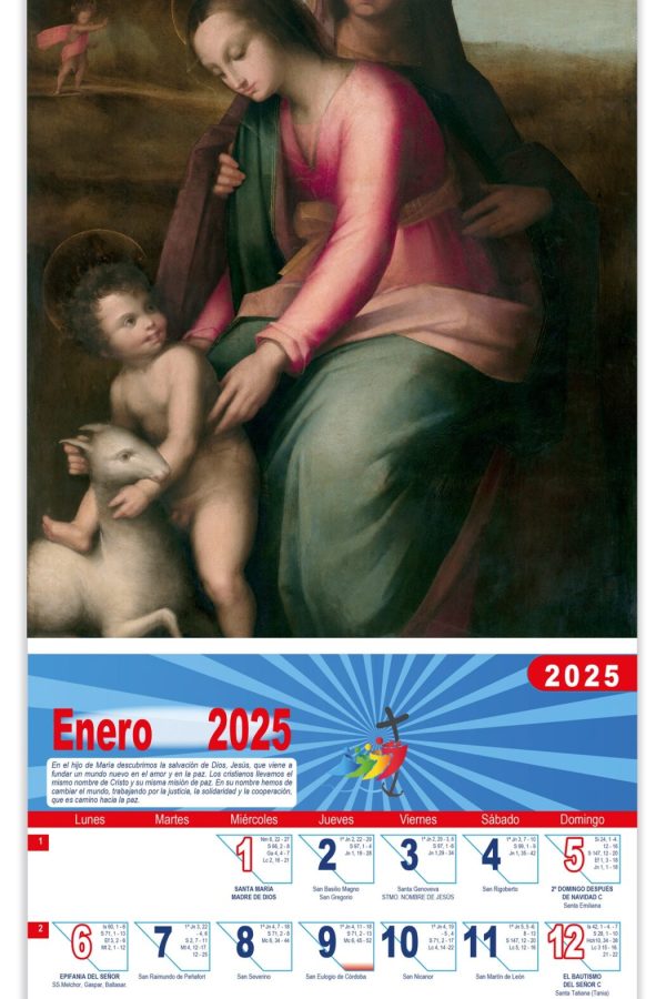 Calendario vertical de pared "La Virgen con Niño y Santa Ana" (Da Vinci)