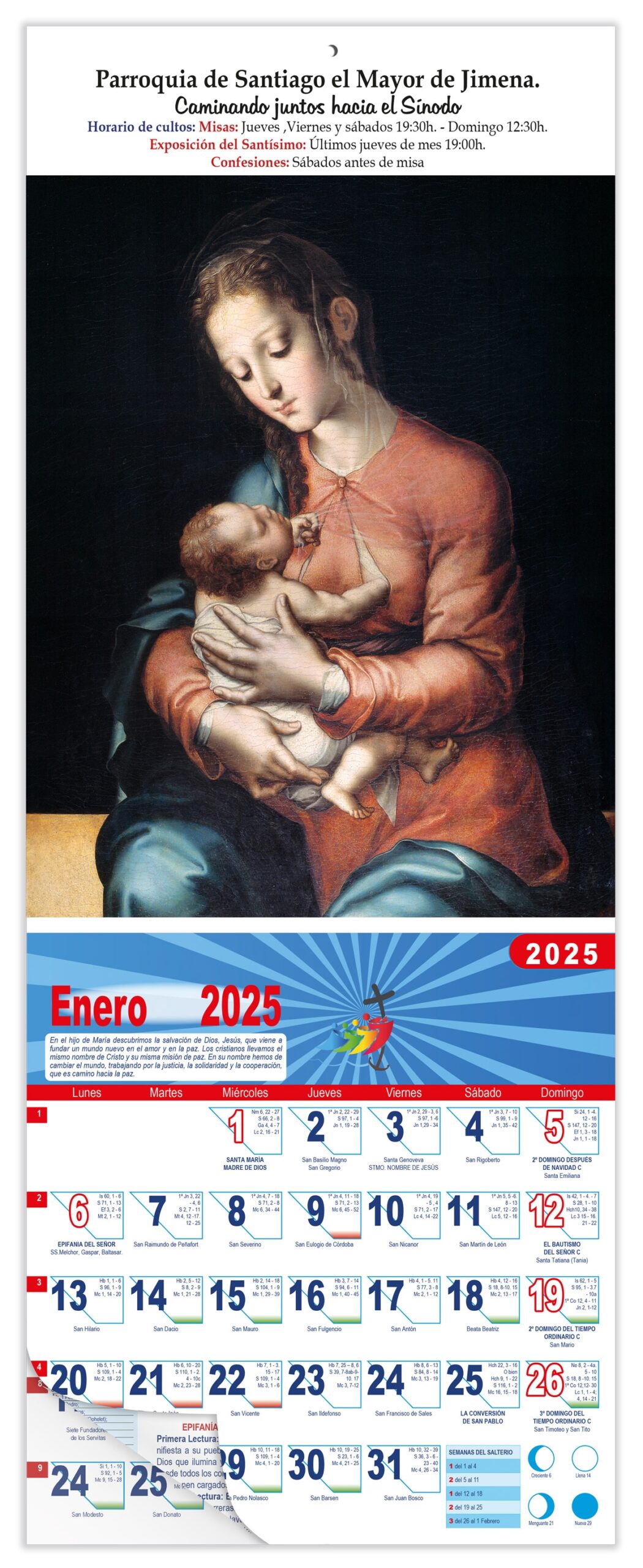 Calendario vertical de pared "Virgen de la Leche" (Luis de Morales)