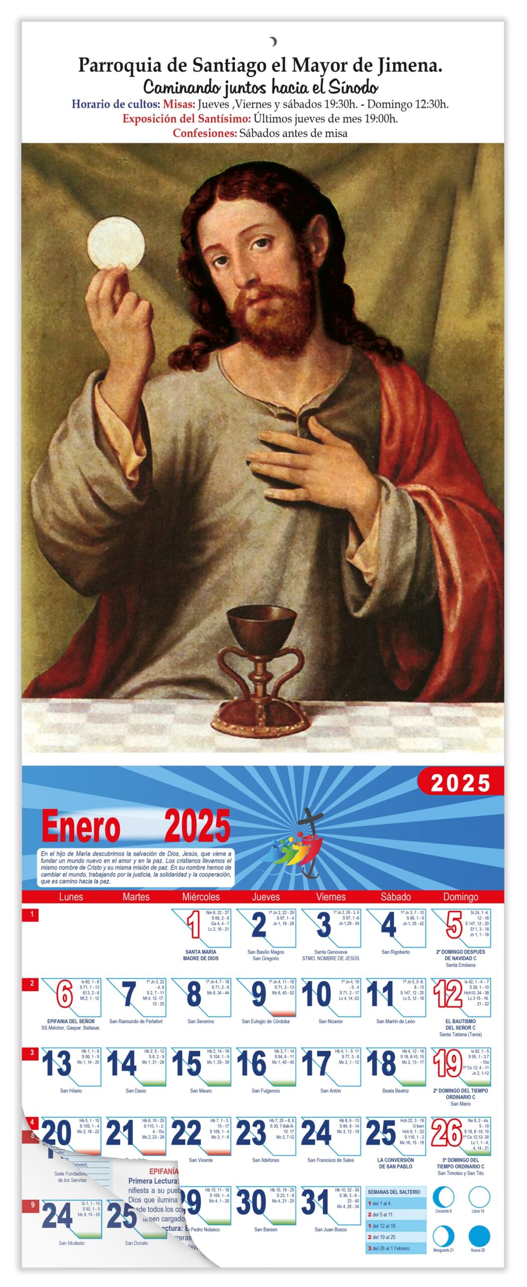 Calendario vertical de pared "Cáliz de Cristo" (Juan de Juanes)