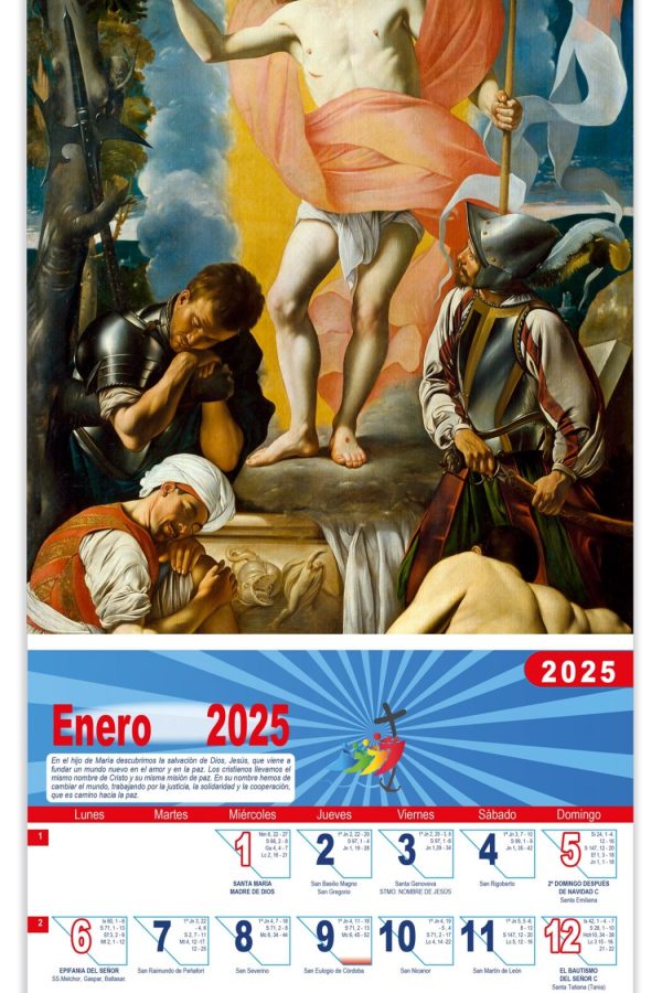 Calendario vertical de pared "Resurrección de Cristo" (Maíno)