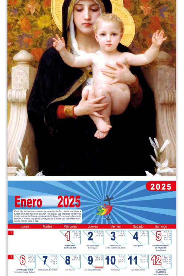 Calendario vertical de pared "Virgen de Lys" (Bouguerau)