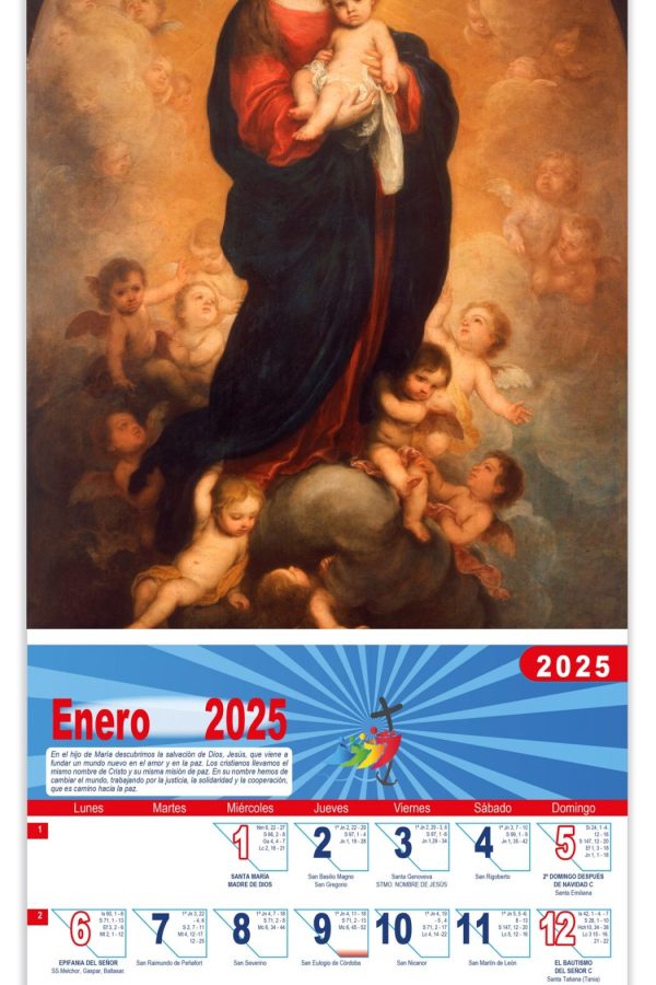 Calendario vertical de pared "Virgen con el Niño" (Murillo)