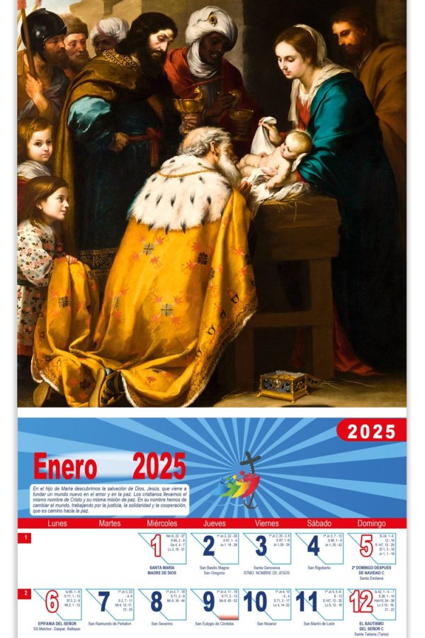 Calendario vertical de pared "Adoración de los Magos" (Murillo)