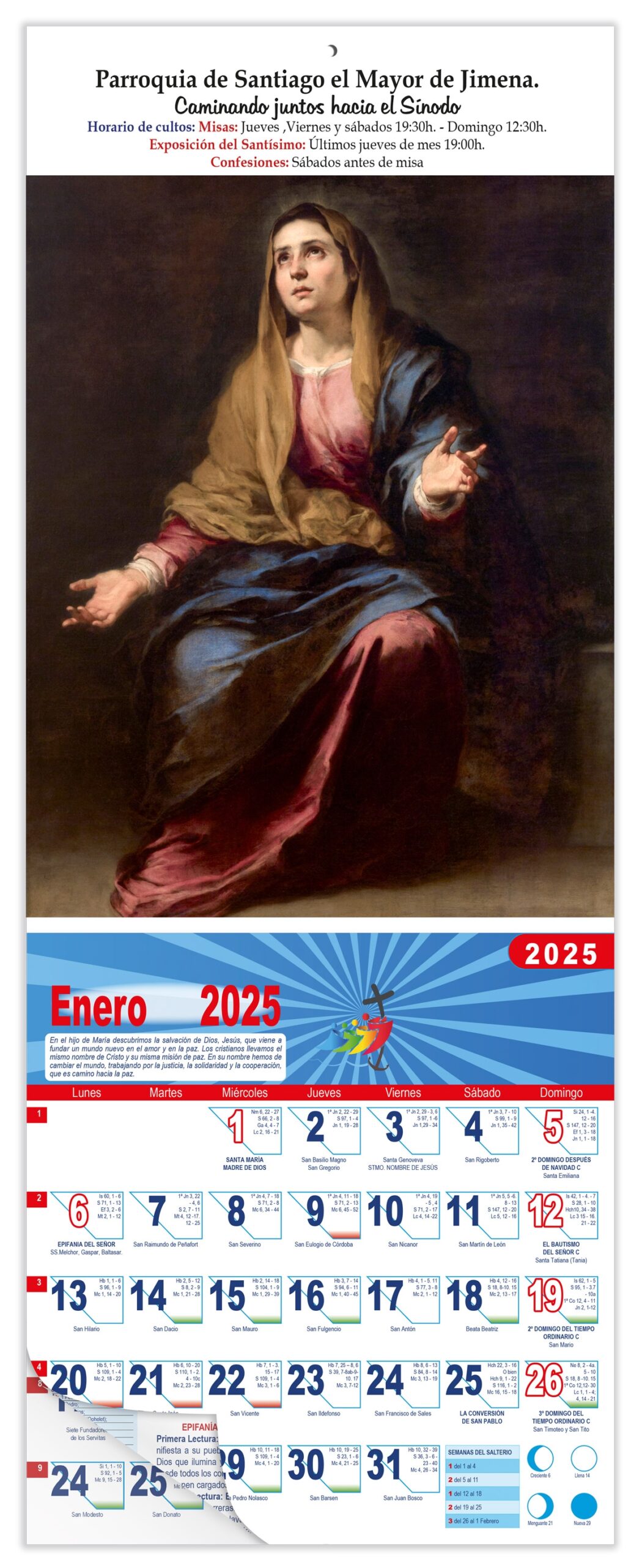 Calendario vertical de pared "Dolorosa" (Murillo)