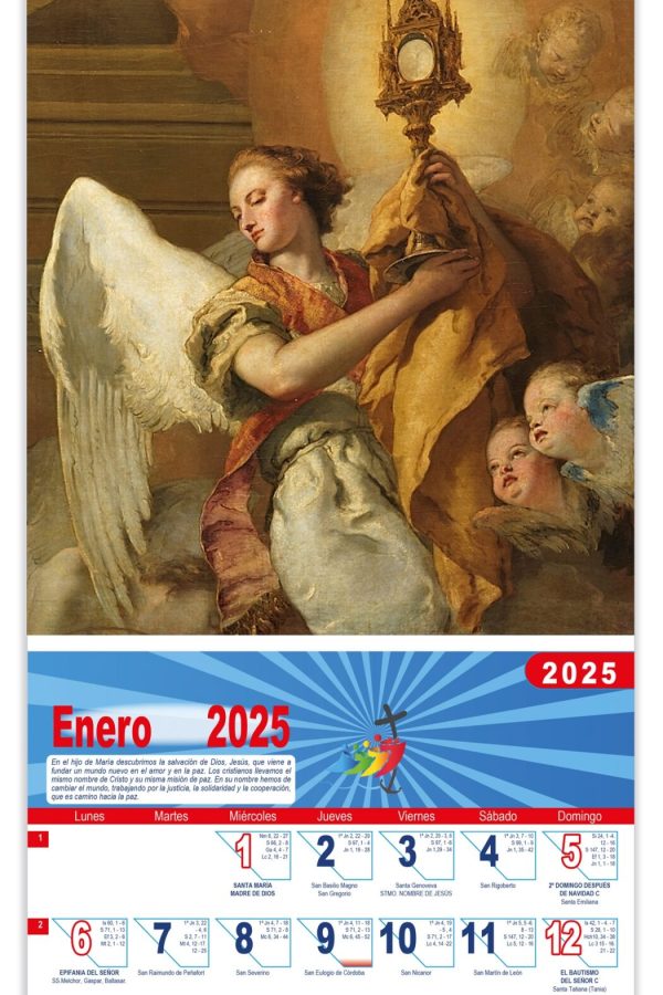 Calendario vertical de pared "Ángel de la Custodia" (Tiepolo)