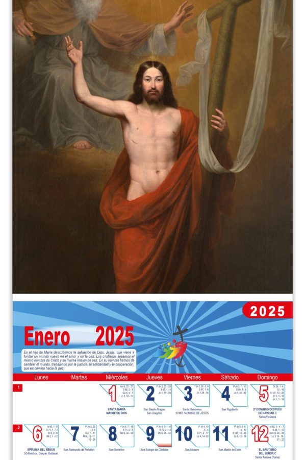 Calendario vertical de pared "El Salvador" (Antonio María Esquivel)