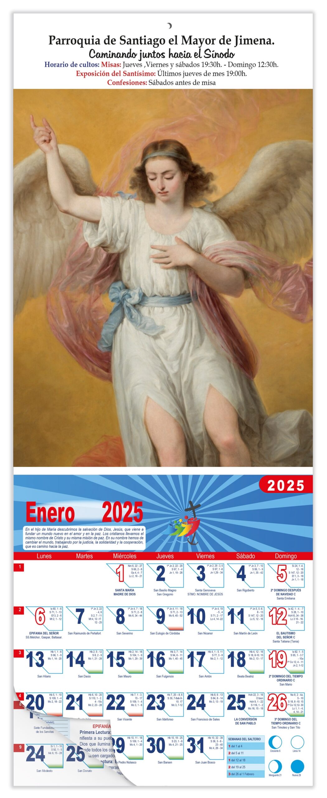 Calendario vertical de pared "Arcángel San Miguel" (Antonio María Esquivel)