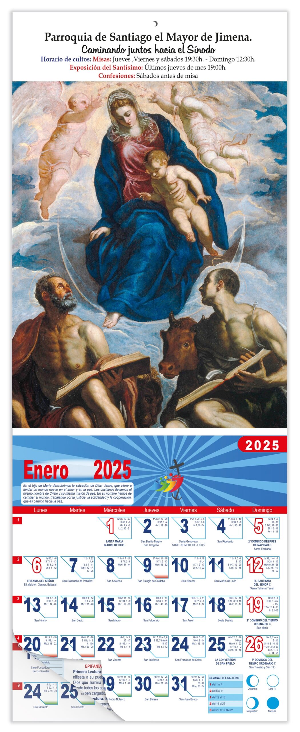 Calendario vertical de pared "Santa María y el Niño" (Tintoretto)