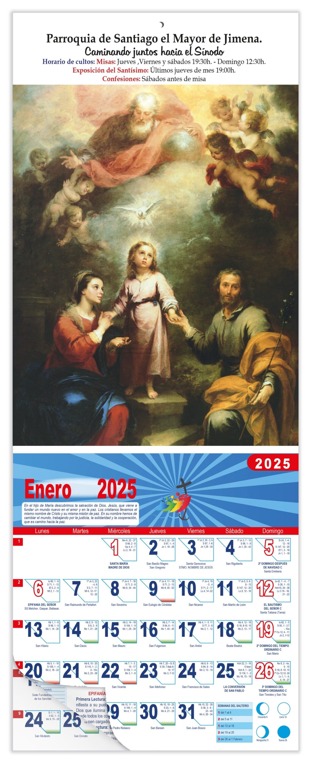 Calendario vertical de pared "La Trinidad" (Murillo)