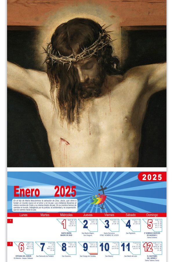 Calendario vertical de pared "Cristo Crucificado, detalle" (Velázquez)