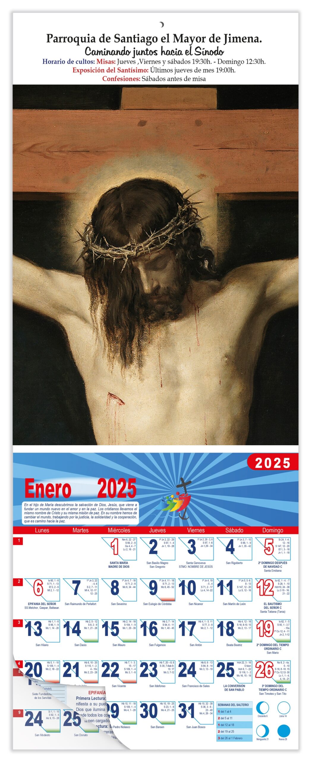 Calendario vertical de pared "Cristo Crucificado, detalle" (Velázquez)